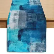 Turquoise Table Runner Teal Abstract Modern Art Painting Blue Table Linen for