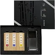 Kuretake SAIBOKU SHIMBI 3pc. & Glass Inkstone Set, Colored Ink Stone, sumi Ink Stick, AK8/3VGA