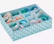 mDesign Soft Fabric 16 Section Dresser 13.8 x 10.5 x 4 Turquoise White