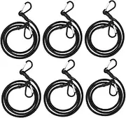 Tofficu 6Pcs Bungee Cords with Carabiner Hook Heavy Duty Elastic Ropes for Luggage Cargo Camping Tarps Tents Versatile Tie Down for Outdoor Activities