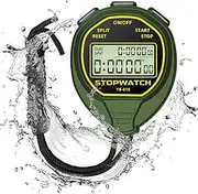 Waterproof Stopwatch Timer, 30 Rounds Split Memory, Large Display, Simple Digital Stopwatch, No Clock/Alarm Clock/Calendar/Noise, Sports Stopwatch for Swimming, Running, Football, Trainer
