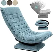 LIODUX Swivel Floor Chair, 5-Position Adjustable Folding Lazy Sofa Lounger Bed, Folding Floor Chair with Adjustable Backrest, for Home & Living Room, Chaise Lounge for Teens Adults (Blue)
