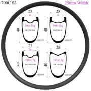Superlight 700C Symmetry Carbon Rim 25x40mm Tubeless Clincher Road Bicycle Wheel