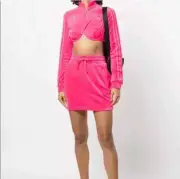 NWT Adidas x Jeremy Scott RARE Velour Bra Zip Front Track Set in Solar Pink M /4