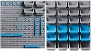 Giantz Storage Bin Rack, 44 Bins Garage Tool Storages Shelving Wall Mounted Toolbox Shelf Bracket Home Workshop Garden Organiser, 52kg Capacity Stable Steel Backboard Blue Grey