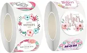 HORIALENCE 2 Rolls Mother Day Stickers Self Adhesive Stickers for Candy Bags Strong Adhesiveness Easy to Tear Off for Wrapping and Special Occasions