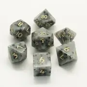 Natural Kiwi Jasper/Sesame Jasper Dice Set of 7, for Table-top Board game