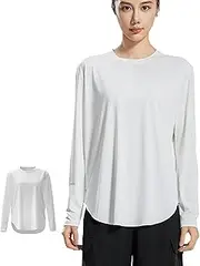 [KARRESLY] Long Sleeve Workout Tops for Women Quick Dry Yoga Shirts for SPF Clothing Hiking Outdoor Running