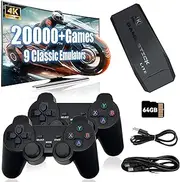 KINMRIS Retro Game Console 64G Video Game Console Built in 20000 Games 9 emulators with Two Wireless Controller, Plug and Play Games,Kids Gift