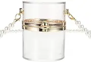 [CATIEBYE] 1Pc Fashion Shoulder Bag Acrylic Mini Lipstick Bag with Pearl Chain Transparent Design for Parties Work and Shopping Durable and Stylish Storage for Keys and Items