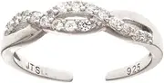 [JewelryWeb] 925 Sterling Silver With Rhodium Finish White CZ Simulated Diamond Infinity Type Top Fancy toe ring-toe ring for Women