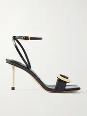 [Jacquemus] Jacquemus - Regalo Embellished Croc-effect Glossed-leather Sandals - Black - FR36 FR 36 Black