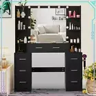 Large LED Lights Vanity Desk With Lighted Mirror Dressing Table Makeup Table