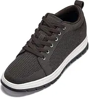 [CALTO] Men's Invisible Height Increasing Elevator Shoes - Light-Weight Lace-up Knitted Casual Sporty Sneakers - 2.4 Inches Taller