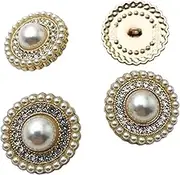 25mm Retro Women Coat Gold Metal Pearl Buttons, for Clothes, Sweaters, Blazer, Suit, Wedding Dress, Handmade DIY Crafts, Sewing Accessories Pack 6 (Gold) PT2295
