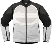 Icon Overlord3, leather-/textiljacket perforated , color: White/Black , size: M