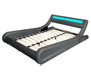 Thomas PU Bed Frame with LED Light Grey (Double Queen)