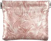 [FRODOTGV] Chic Rose Gold Small Leather Coin Purse Fancy Mini Cosmetic Case for Men Women Travel, Chic Rose Gold, 4.33"(L) x 3.74"(W) x 0.39"(H), Classic