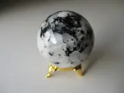 Rainbow Moonstone 5.2cm 198g Crystal Ball Orb Sphere on Gold Metal Stand BRM003