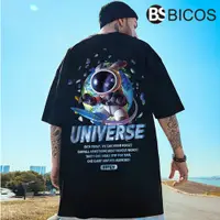 在飛比找蝦皮購物優惠-【BICOS】t恤 短袖 黑潮 太空兔 落肩 上衣 寬鬆 衣