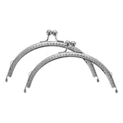 2Pcs Metal Purse Frame,5.9" Retro Arch Kiss Lock Clasp Frame Embossed,Silver