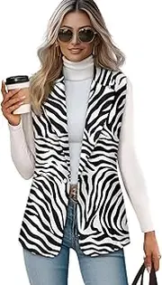 [Psaytomey] Women's Casual Vest Tank Tops Lightweight 1 Button Lapel V Neck Sleeveless Waistcoat Business Vest Jacket S-5XL