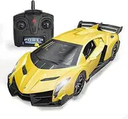 QUN FENG Remote Control RC CAR Racing Cars Compatible with Lamborghini Veneno 2.4G 1:24 Toy RC Cars Model Vehicle for Boys 6,7,8 Years Old,Yellow