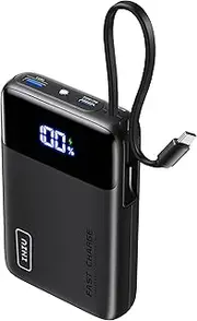 INIU Power Bank, 20000mAh 45W Portable Charger with Built in Cables, Fast Charge 3 at Once, USB C in & Out Battery Pack Fast Charging, PD 3.0+QC 4.0 Compatible with iPhone 16 15 14 13 etc.
