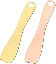 MOTHNUR 2Pcs Zinc Alloy Makeup Spoon Set Cosmetic Spatula for Face Cream and Masks Rose Gold and Gold for Beauty Treatments and Skin Care