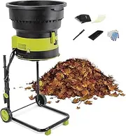 Electric Leaf Mulcher Garden Shredder, Small Compost Shredder Leaf Crusher, 2500W Leaf Mulcher with Wheels and Gloves, Funnel Diameter 54cm, Electric Chipper for Yard Cleanup, Composting(60m Power Cor