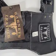 Men's Black Leather Motorcycle chaps Barney's L. New. Adj. belt. Lined