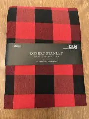 Robert Stanley Black & Red Plaid Table Cloth 60" x 84" Farmhouse Checks