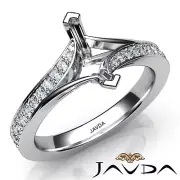 Marquise Diamond Engagement Pave Setting Semi Mount Split Shank Ring 0.35Ctw.