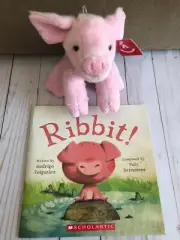 New Ribbit Paperback Book And Aurora Stuffed Pig Friendship Be Yourself Story