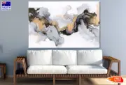Gold & Grey Abstract Paint Design Wall Canvas Home Decor Australian Made Quality