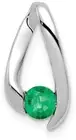 14K White Gold 4mm Emerald Pendant