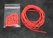 Fishing beads X50 + 2M Red Tube, Tubing, Non Glow, Bream Whiting etc