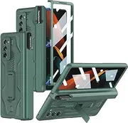 [Miimall] Case Compatible with Samsung Galaxy Z Fold 2, Case with S Pen Holder + Pen, Robust PC Mobile Phone Case with Glass Screen Protector + Stand, Hinge Protection Case for Samsung Galaxy Z Fold 2