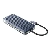 [WB-11P-GY] USB-C Type-C 11-in-1 Transparent Hub Docking Station 4K HDMI, VGA, 100W PD