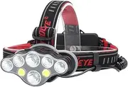 Headlamp,Brightest 18000 Lumen 8 LED 8 Modes Headlight with Red Warning Light,USB Rechargeable Waterproof Headlight,Super Bright Headlamp Flashlight for Camping,Fishing,Cellar,Outdoors