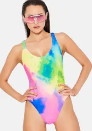 [Towers Swimwear] Pastel Neon Clouds One-Piece Swimsuit