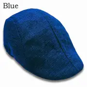 Mens Classic Beret Cabbie Hat Flat Cap Golf Driving Hat Caps Peaky Boys Country Newsboy blue