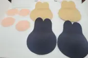 Elaborate Breast Pasties Bunny Ears 1 Set Each SZ Med Tan & Black Lift No Bra