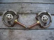 Bit - Antique Dee with Engraved Trim, Star, Copper Wrapped Bars