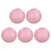 5 Pcs 12" Paper Lanterns Round Hanging Chinese/Japanese Lantern Decor Pink
