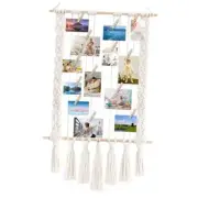 Hanging Photo Display with 30 Wood Clips Macrame Wall Hanging Picture Holder