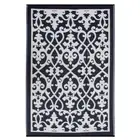Fab Habitat Venice Recycled Plastic Outdoor Rug and Mat (Black/Cream) - 180x270c