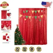 Glittering Red Sequin Backdrop Curtains (2 Panels) for Stunning Events 5FTx10FT