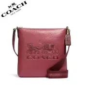 NWT COACH MINI ROWAN FILE BAG WITH HORSE AND CARRIAGE GOLD/ROUGE CROSSBODY