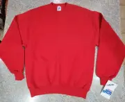 Vintage Jerzees Sweatshirt Men's Medium Red Super Sweats 90s NWT Blank Pullover